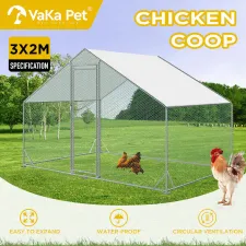 VaKa 3 x 2 x 1.95m Metal Walk-In Chicken Coop Rabbit Hutch Cage Hen House