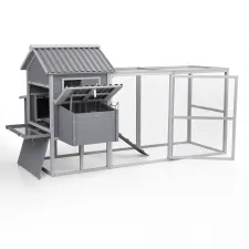 i.Pet Extra Large Wooden Chicken Coop Rabbit Hutch Outdoor Run Grey White 228cm