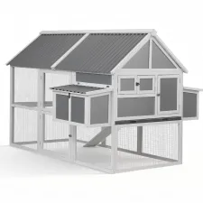 i.Pet Large Chicken Coop 213 x 176 x 152cm Grey White