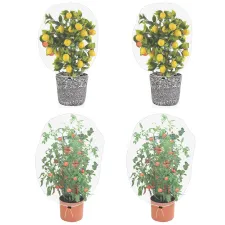 4-Pack Garden Mesh Netting Plant Covers, 1 x 1m, Insect & Bird Barrier, Drawstring