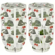 2-Pack Bird Netting Plant Covers, 39 x 20in, Zipper & Drawstring, White