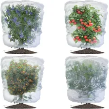 Garden Mesh Netting Plant Cover with Drawstring, 19.7 x 29.5in, 63 x 90.6in, 2 Pack