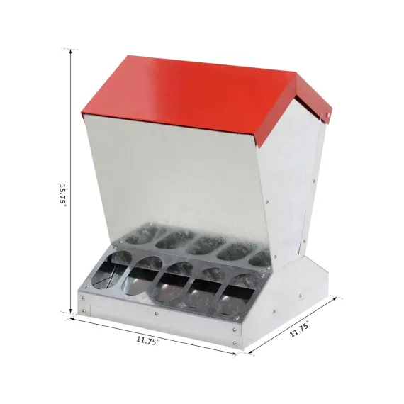 10kg Automatic Chook Chicken Feeder Poultry Auto Trough Galvanised Metal Feeders image: 3