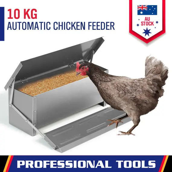 10KG 12.5L Garden Farm Automatic Food Storage Box Stand Chicken Feeder Poultry image: 1