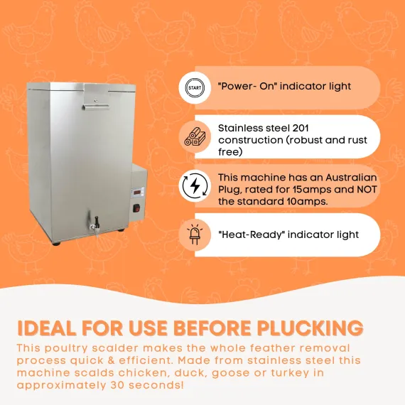 70L Electric Chicken Scalder Machine - Stainless Steel Poultry Turkey Scalding image: 3