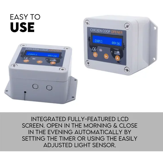 Chicken Coop Door with Digital LCD Screen to manage Timer and Sensor image: 1