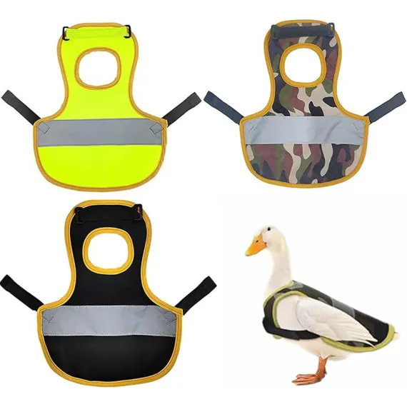 4 Pcs Camouflage Green High Visibility Chicken & Duck Safety Vest - Reflective Poultry Jacket image: 2