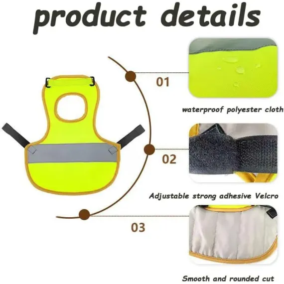 4 Pcs Camouflage Green High Visibility Chicken & Duck Safety Vest - Reflective Poultry Jacket image: 3