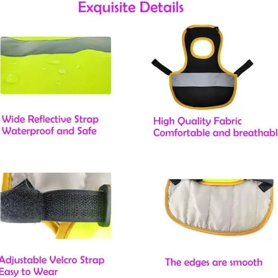 4 Pcs Camouflage Green High Visibility Chicken & Duck Safety Vest - Reflective Poultry Jacket image: 4