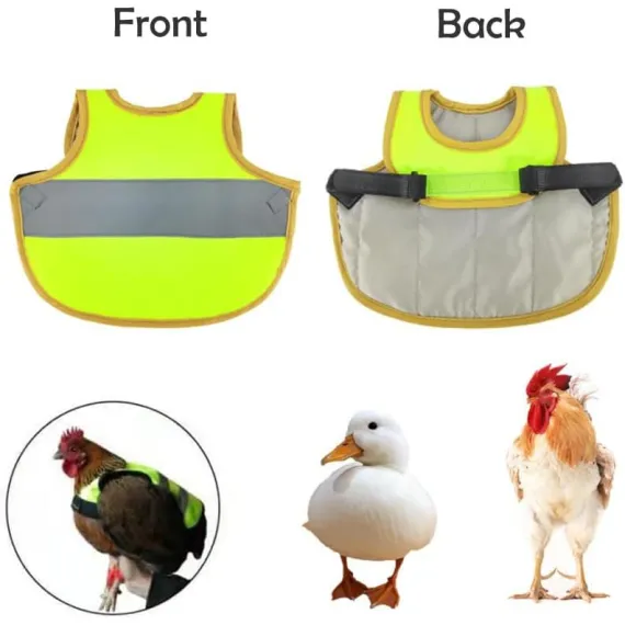 4 Pcs Camouflage Green High Visibility Chicken & Duck Safety Vest - Reflective Poultry Jacket image: 6