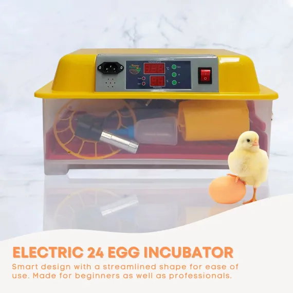 Rooster Farms Electric 24 Egg Incubator + Accessories for Chicken Quail Duck image: 1