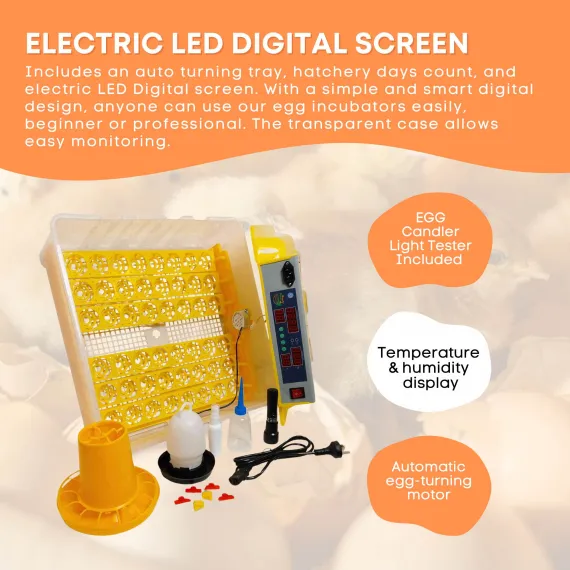 Rooster Farms Electric 48 Egg Incubator + Accessories for Chicken Quail Duck image: 2