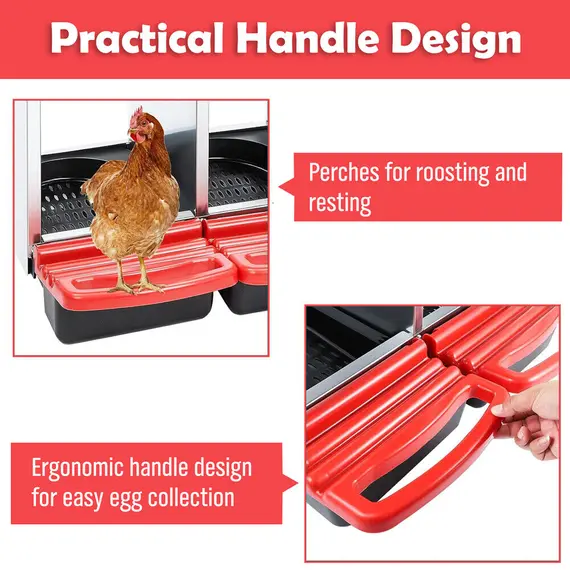 VaKa Chicken Hen Coop Hutch 3 Hole Inside Outside Roll Away Lay Egg Nesting Box image: 5