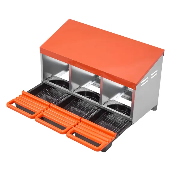 VEVOR Chicken Nest Box, 3-Compartment, 15 to 30 in Stable & Corrosion-Resistant Metal Nesting Boxes with Inclined Nesting Boxes, Bottom Holes & Resting Platform, Fit for Different Chicken Breeds image: 9