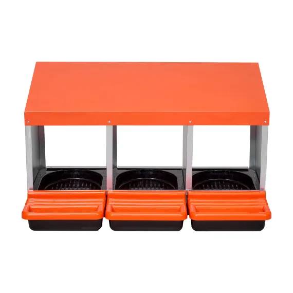 VEVOR Chicken Nest Box, 3-Compartment, 15 to 30 in Stable & Corrosion-Resistant Metal Nesting Boxes with Inclined Nesting Boxes, Bottom Holes & Resting Platform, Fit for Different Chicken Breeds image: 10