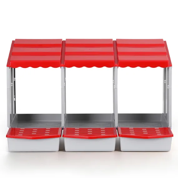 i.Pet Chicken Nesting Box 3 Hole Roll Away Poultry Hen Laying Egg Hutch Red image: 2