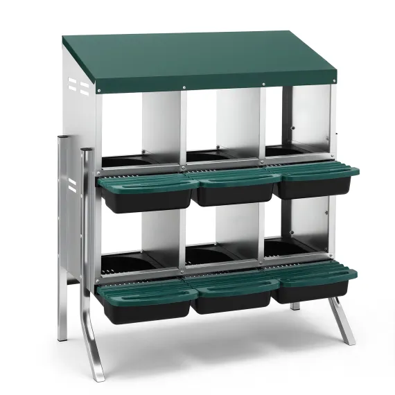 i.Pet Chicken Nesting Box Roll Away Metal Nesting Box Wall Mounted 6 Holes Green
