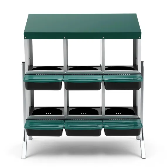 i.Pet Chicken Nesting Box Roll Away Metal Nesting Box Wall Mounted 6 Holes Green image: 2