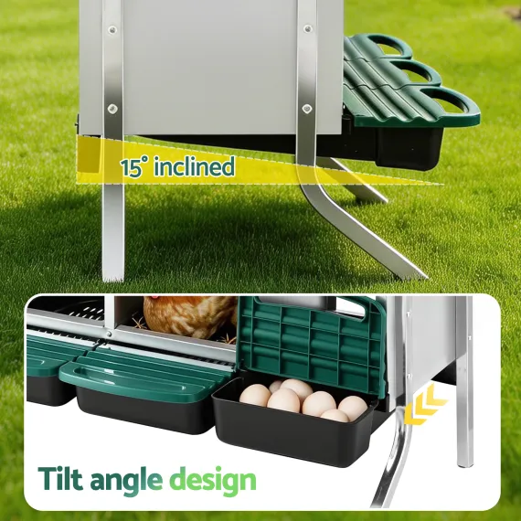 i.Pet Chicken Nesting Box Roll Away Metal Nesting Box Wall Mounted 6 Holes Green image: 4
