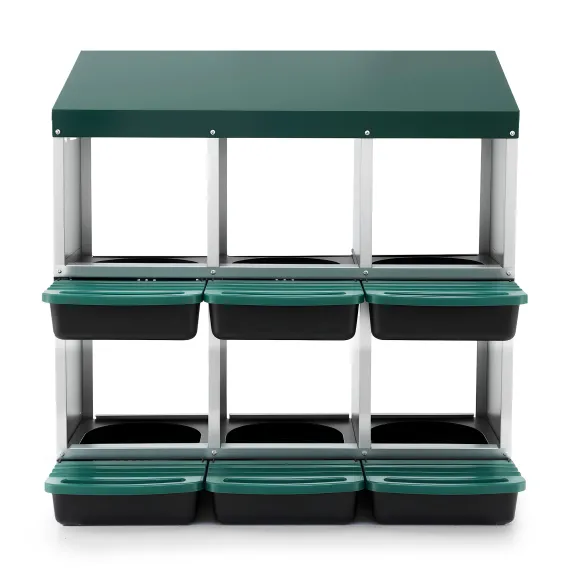 i.Pet Chicken Nesting Box Roll Away Metal Nesting Box Wall Mounted 6 Holes Green image: 2
