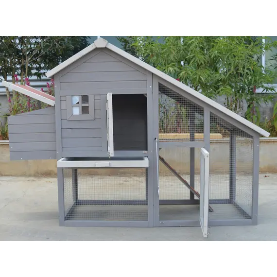 YES4PETS Grey Large Chicken Coop Rabbit Hutch Ferret Guinea Pig Cage Hen Chook Cat Kitten House image: 1