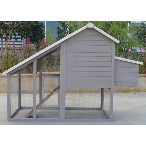 YES4PETS Grey Large Chicken Coop Rabbit Hutch Ferret Guinea Pig Cage Hen Chook Cat Kitten House image: 2