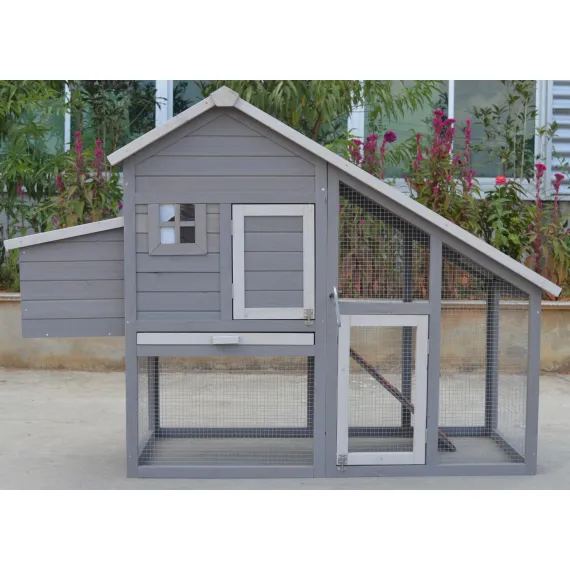 YES4PETS Grey Large Chicken Coop Rabbit Hutch Ferret Guinea Pig Cage Hen Chook Cat Kitten House image: 3