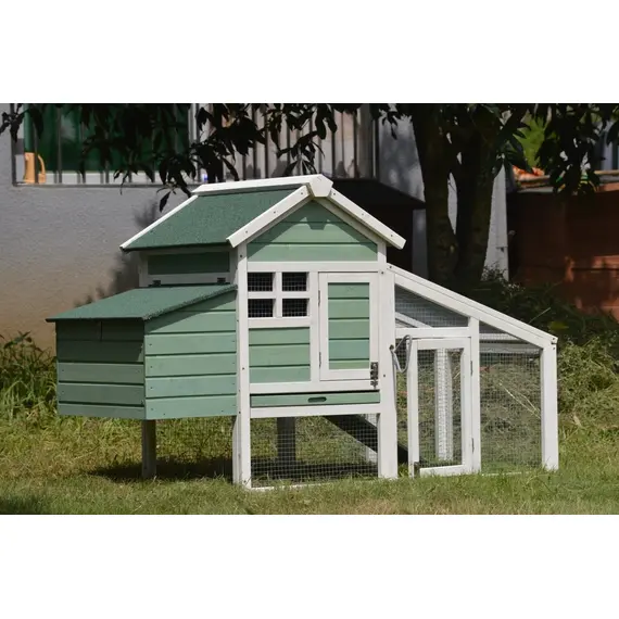 YES4PETS Green Small Chicken coop with nesting box for 2 Chickens / Rabbit Hutch image: 1