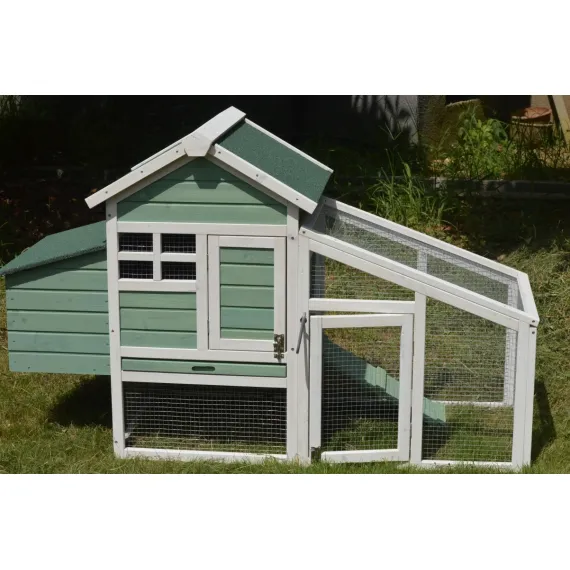 YES4PETS Green Small Chicken coop with nesting box for 2 Chickens / Rabbit Hutch image: 2