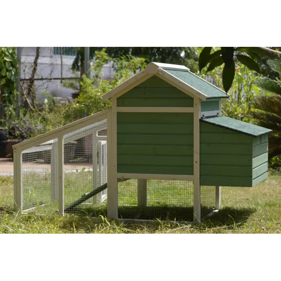 YES4PETS Green Small Chicken coop with nesting box for 2 Chickens / Rabbit Hutch image: 4