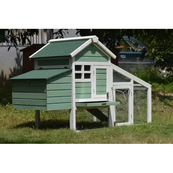 YES4PETS Green Small Chicken coop with nesting box for 2 Chickens / Rabbit Hutch image: 5