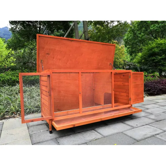YES4PETS XXL Rabbit Hutch Guinea Pig Cage , Ferret cage Chicken Coop W Pull Out Tray 150x60x75 cm image: 3