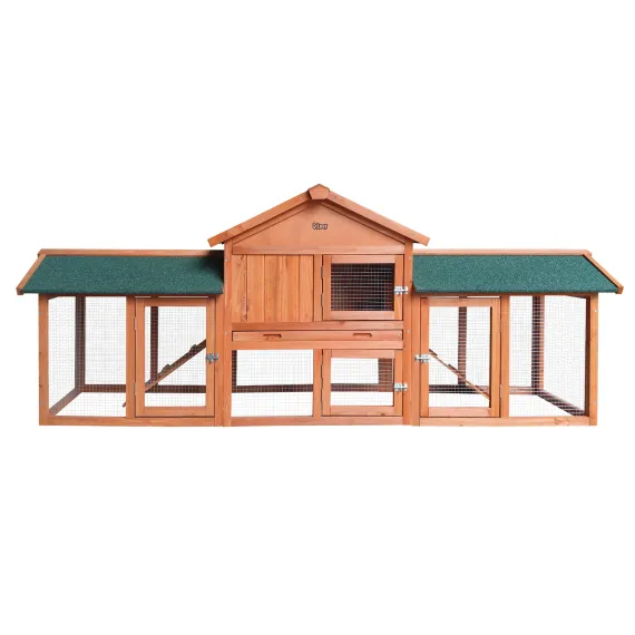 i.Pet Chicken Coop Rabbit Hutch 220cm x 44cm x 84cm Large Chicken Coop Run Wooden Outdoor Cage House image: 3