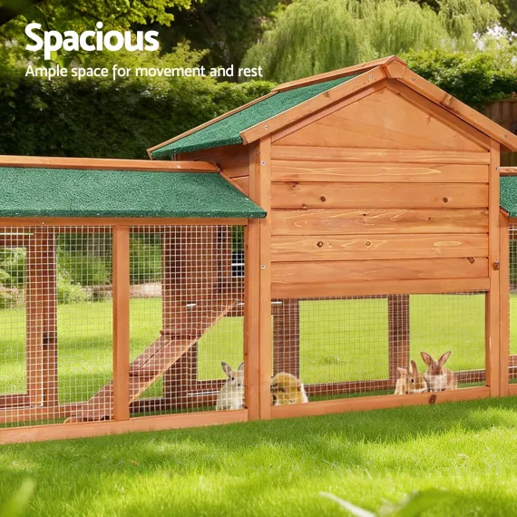 i.Pet Chicken Coop Rabbit Hutch 220cm x 44cm x 84cm Large Chicken Coop Run Wooden Outdoor Cage House image: 7