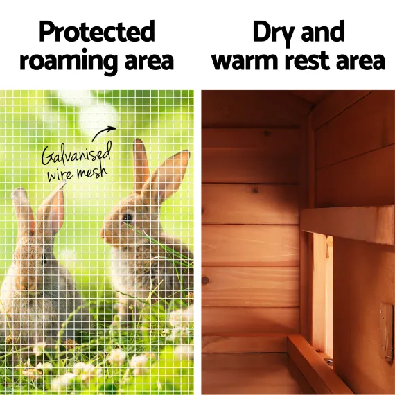 i.Pet Chicken Coop Rabbit Hutch 220cm x 44cm x 84cm Large Chicken Coop Run Wooden Outdoor Cage House image: 8