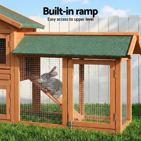 i.Pet Chicken Coop Rabbit Hutch 220cm x 44cm x 84cm Large Chicken Coop Run Wooden Outdoor Cage House image: 9