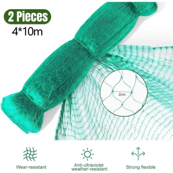 Chicken Netting, 2 Pieces Anti Bird Netting, 4M X 10M Bird Netting, Fruit Tree Netting, Protective Netting, Protect image: 1