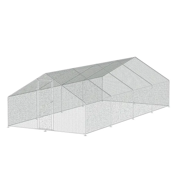 i.Pet Chicken Coop Cage 3 x 8 x 2m Galvanised Steel