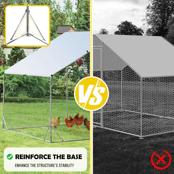 VaKa 3 x 2 x 1.95m Metal Walk-In Chicken Coop Rabbit Hutch Cage Hen House