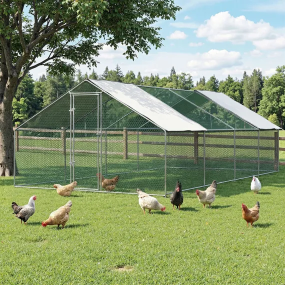 i.Pet Chicken Coop Cage 3 x 8 x 2m Galvanised Steel