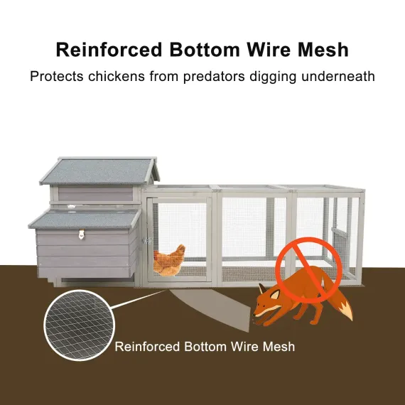 Samland Wooden Chicken Coop with Spacious Run, Outdoor Waterproof Hen House