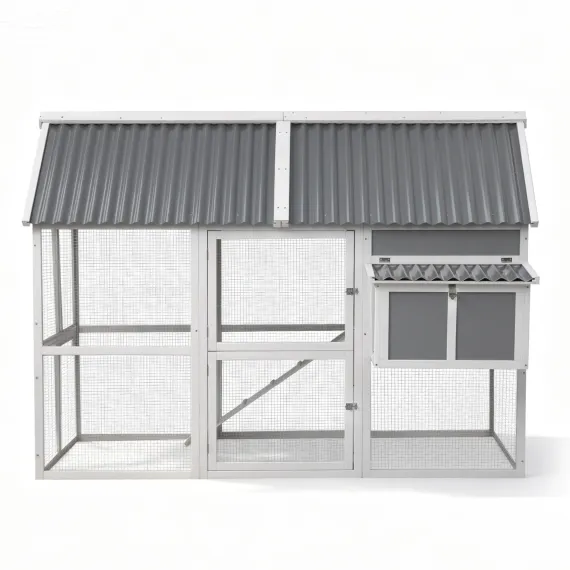 i.Pet Large Chicken Coop 213 x 176 x 152cm Grey White