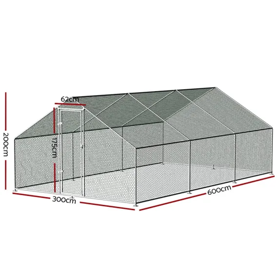 i.Pet Chicken Coop Cage 3 x 6 x 2m Galvanised Steel
