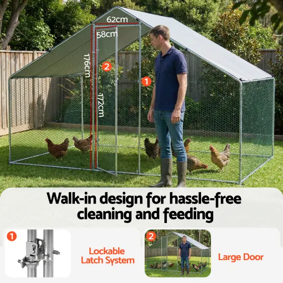 i.Pet Chicken Coop Outdoor Walk-In Run Hen Cage 3m x 2m x 2m