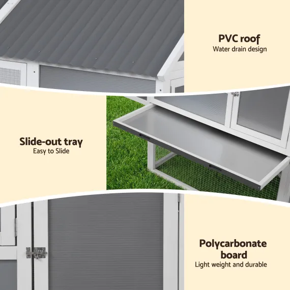 i.Pet Large Chicken Coop 213 x 176 x 152cm Grey White