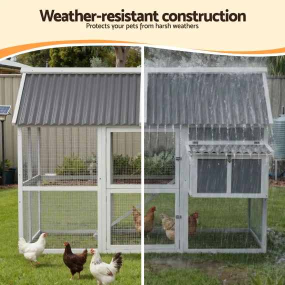 i.Pet Large Chicken Coop 213 x 176 x 152cm Grey White