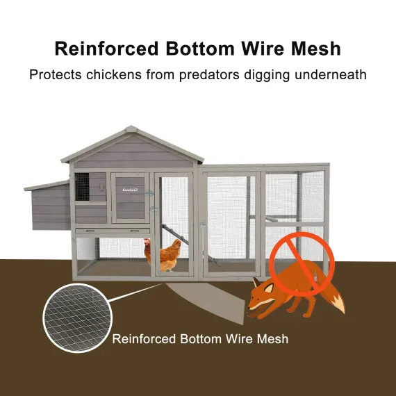 Samland Wooden Outdoor Chicken Coop with Nesting Box Large Run 228cm