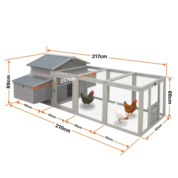 Samland Wooden Chicken Coop with Spacious Run, Outdoor Waterproof Hen House