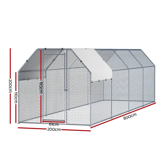 i.Pet Large Chicken Coop Walk-In Hen House 2m x 8m x 2m