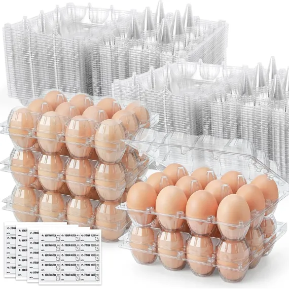Plastic Egg Cartons, with Date Labels (x60)